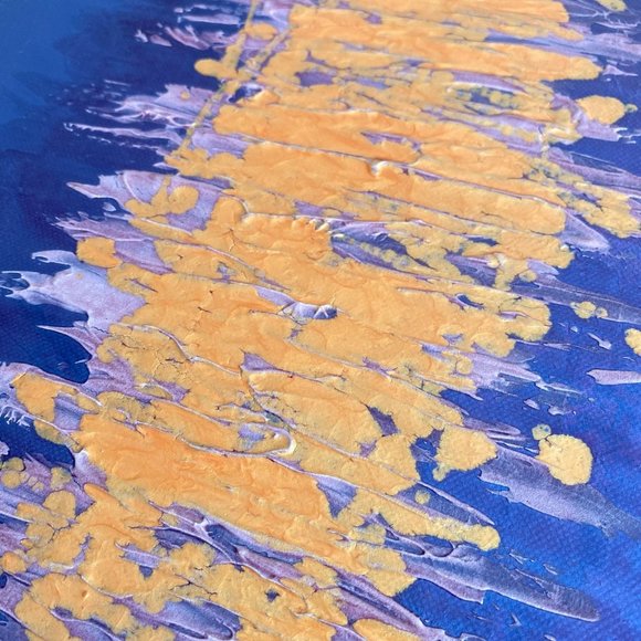 Amoeba 3 - Original Abstract Wall Art Mixed Media Purple Blue Orange Painting - Picture 6 of 10